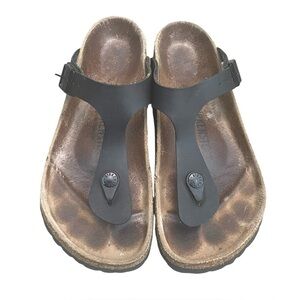 Birkenstock Gizeh Black and Brown Women's Sandals 38